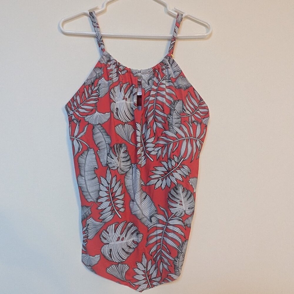 La Vie en Rose - Coral & White Halter Tankini Top, size XL / Haut tankini licou